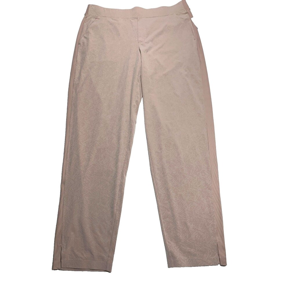 Athleta Brooklyn Textured Ankle Pant 16T Beige Mid Rise Travel Work Tall NWT